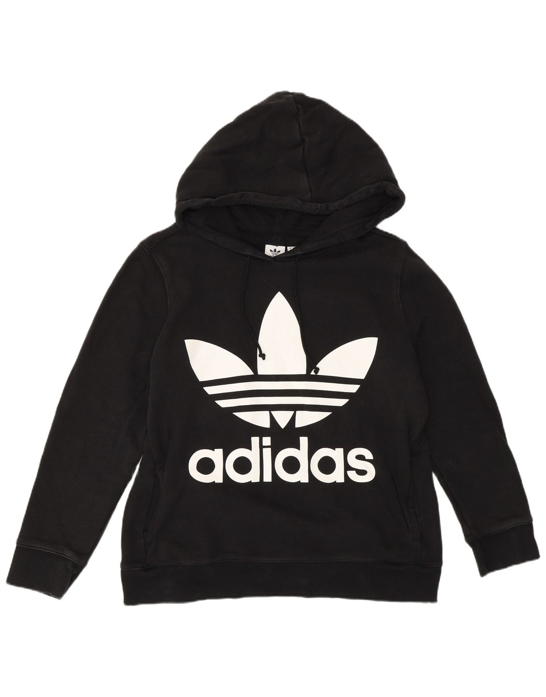 ADIDAS Pulover cu capota cu grafic pentru femei UK 16, mare, negru, bumbac