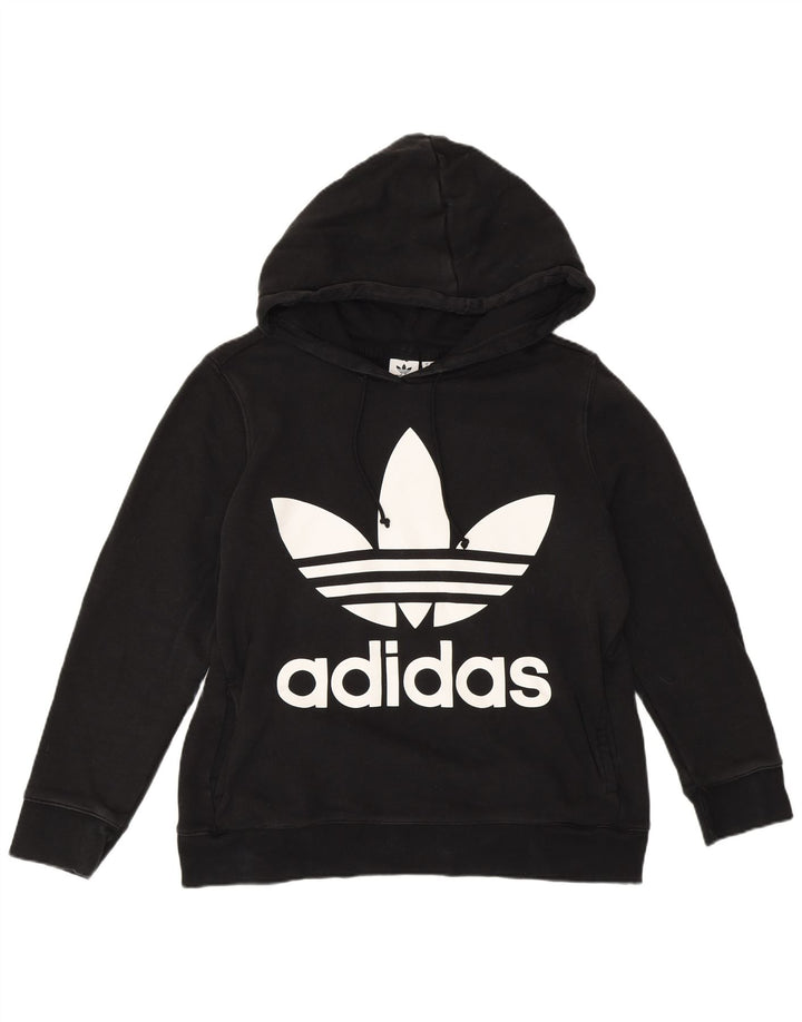 ADIDAS Pulover cu capota cu grafic pentru femei UK 16, mare, negru, bumbac