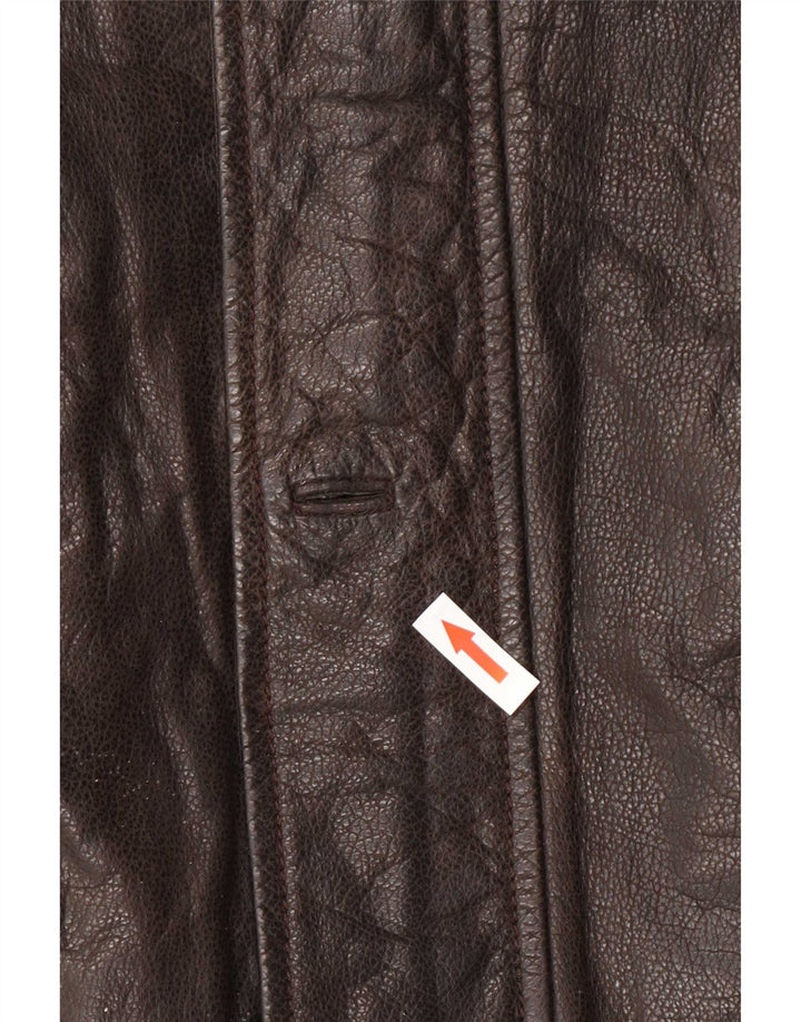 Jachetă de piele pentru bărbați Cortefiel IT 50 Large Brown Classic