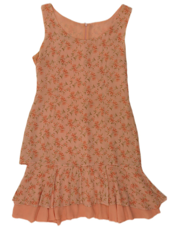 ON5IVE Womens Sleeveless Drop Waist Dress UK 10 Small Pink Floral Polyester
