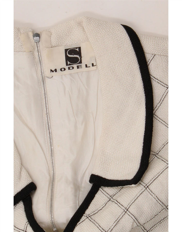 VINTAGE Rochie A-Line fără mâneci pentru femei UK 8 Small White Check