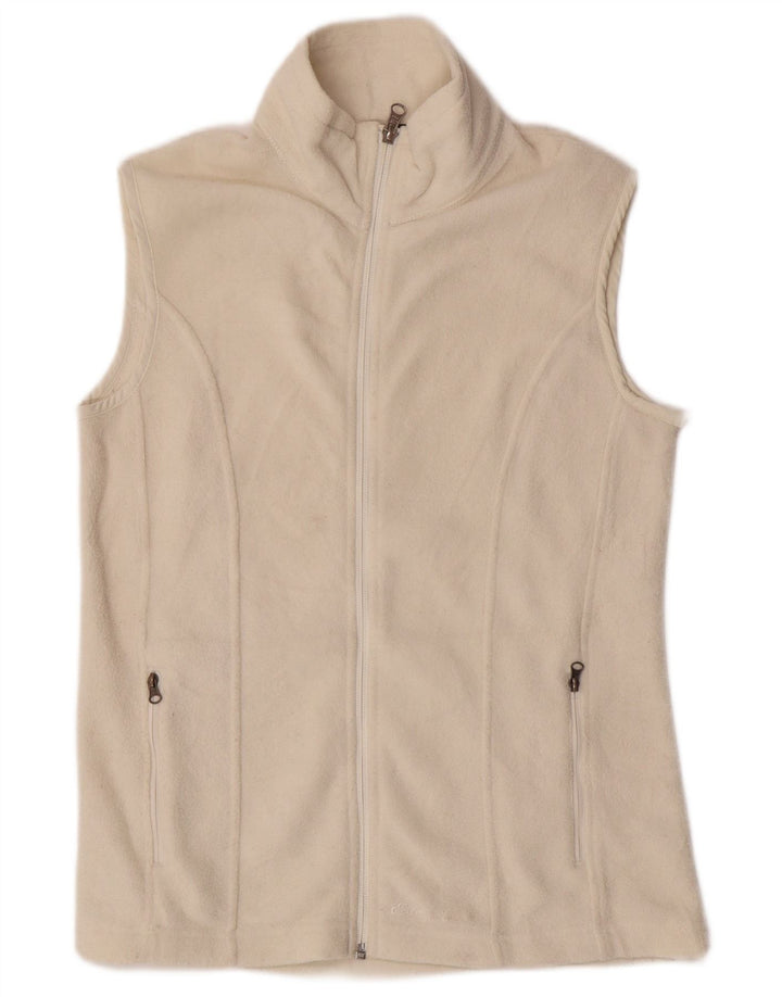 EDDIE BAUER Womens Fleece Gilet UK 10 Small White Polyester