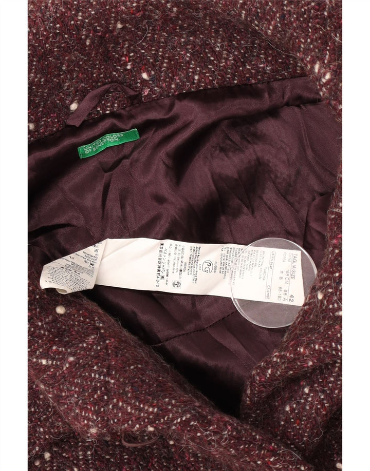 Jachetă Bolero Benetton pentru damă IT 42 Medium Burgundy Lână cu pete