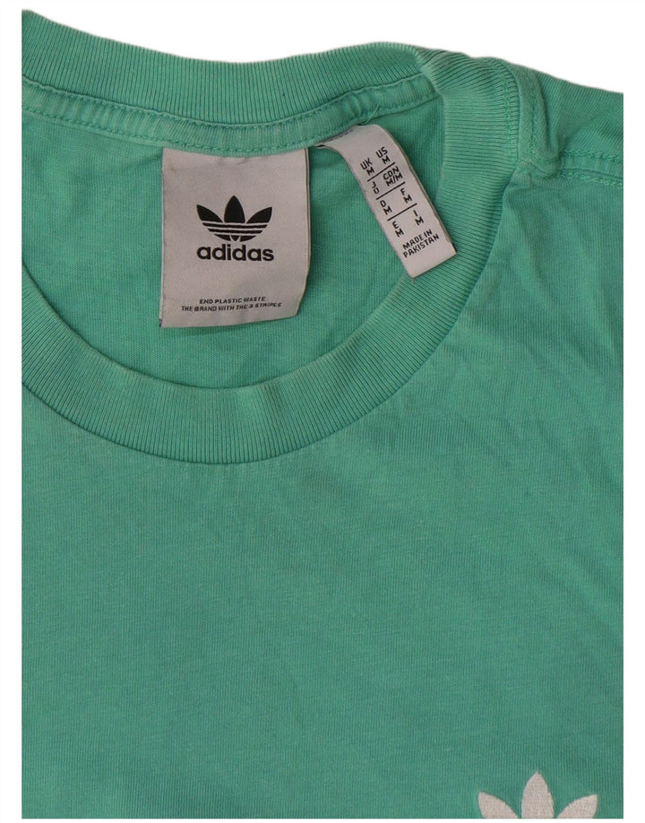 Tricou grafic pentru bărbați Adidas Top din bumbac turcoaz mediu