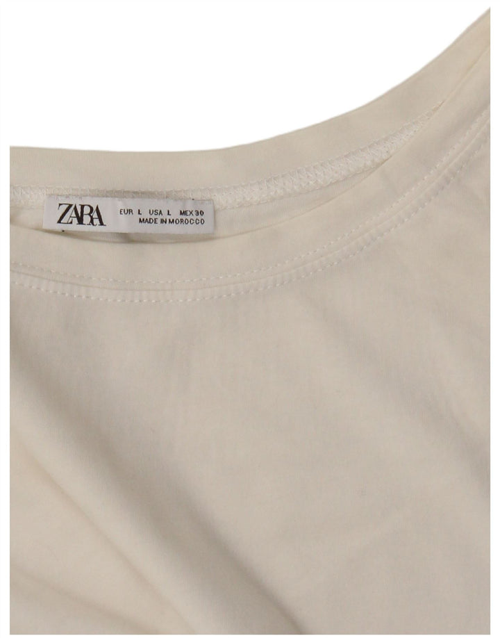 Tricou Crop pentru femei Zara UK 16 Large White