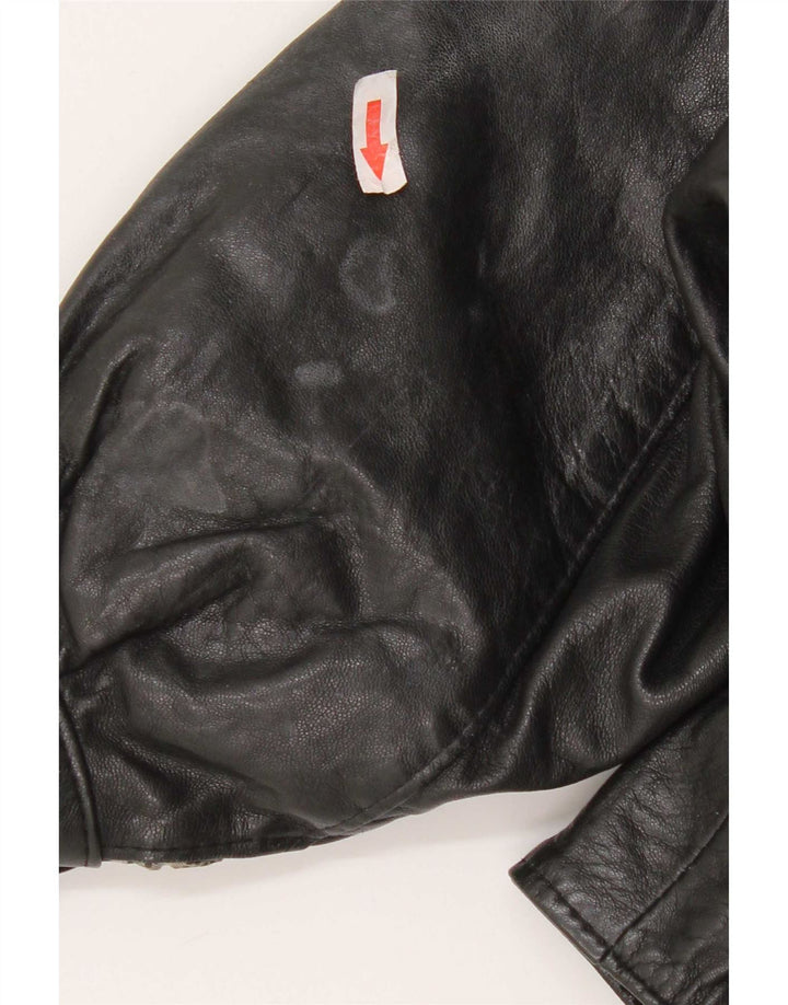 Geaca de piele vintage fete 7-8 ani piele neagra medie