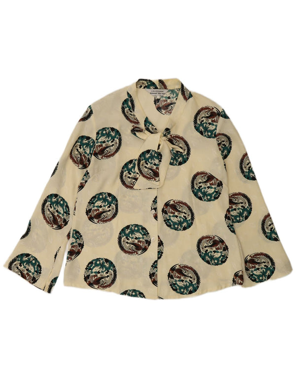 Bluză cu cămașă transparentă de epocă pentru femei UK 18 XL Galben Animal Print