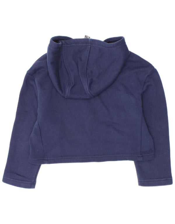Pulover Adidas pentru fete Crop Graphic Hoodie 5-6 ani Bumbac bleumarin