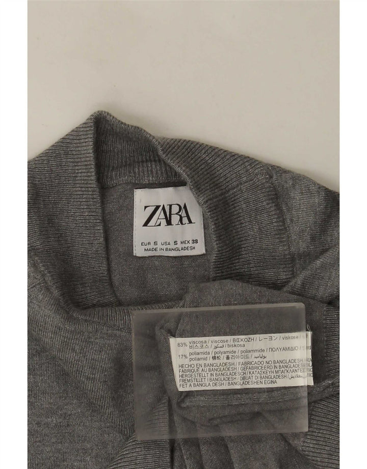 Pulover pentru bărbați Zara cu gât țestoasă, mic, gri, viscoză