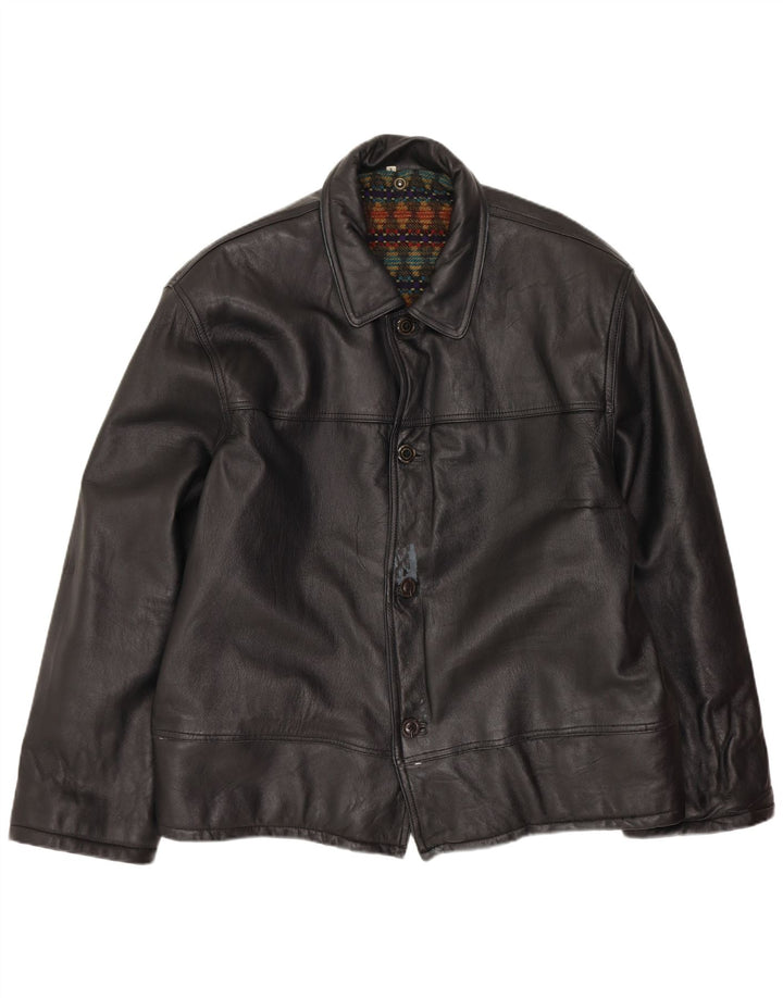 Jachetă de piele vintage pentru bărbați UK 40 Large Black
