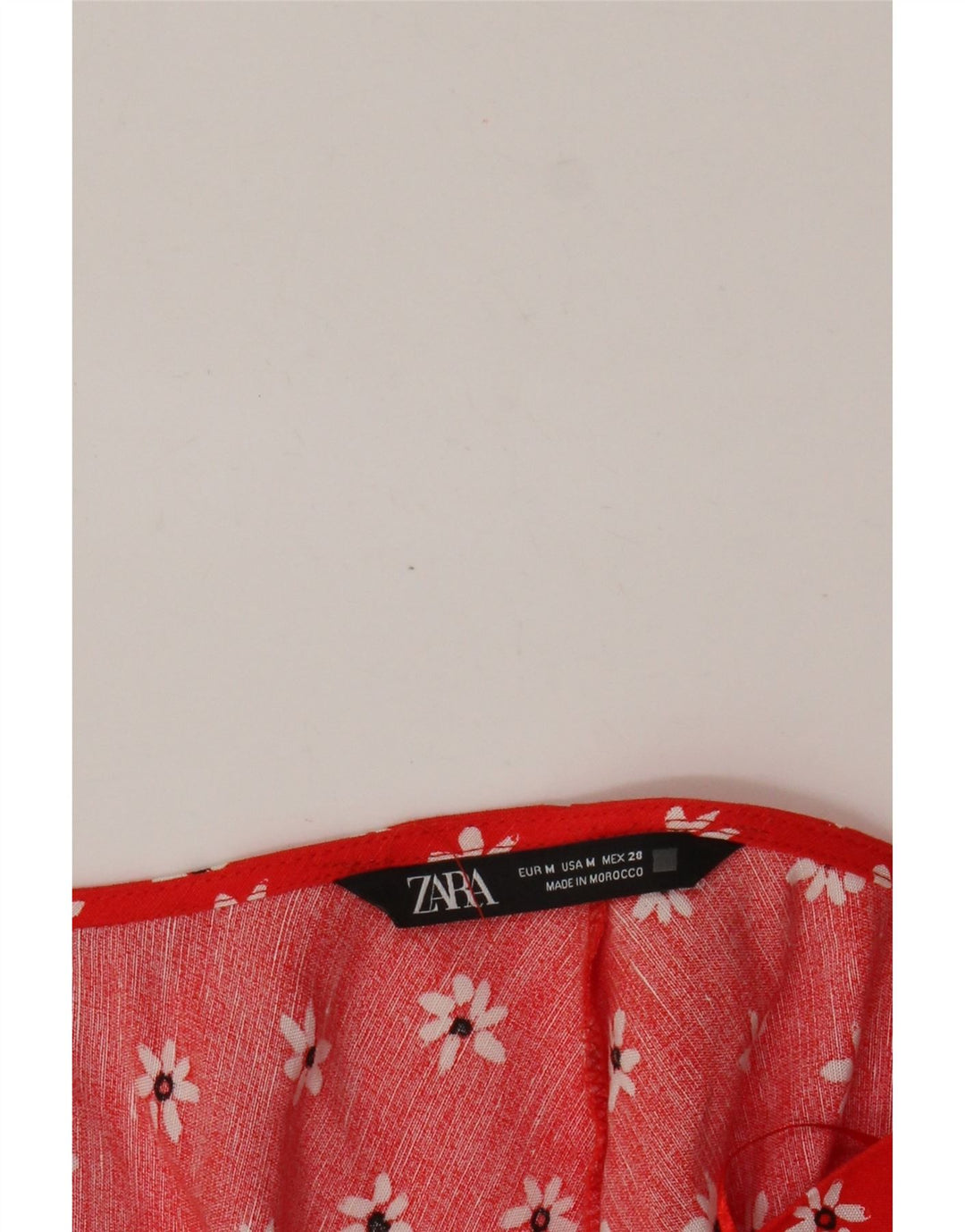 Crop Top cu mânecă lungă pentru femei Zara UK 12 Roșu mediu Floral