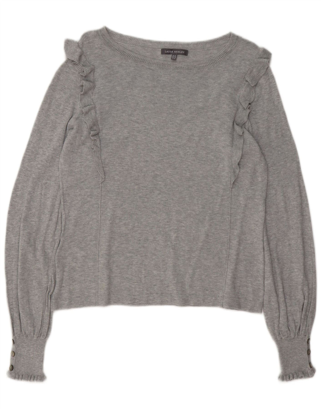 LAURA ASHLEY Pulover cu gât de barcă pentru femei UK 14 mare bumbac gri