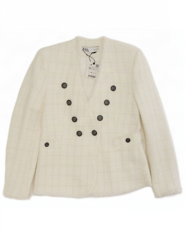 Jachetă Blazer pentru femei Zara UK 12 Medium White Check