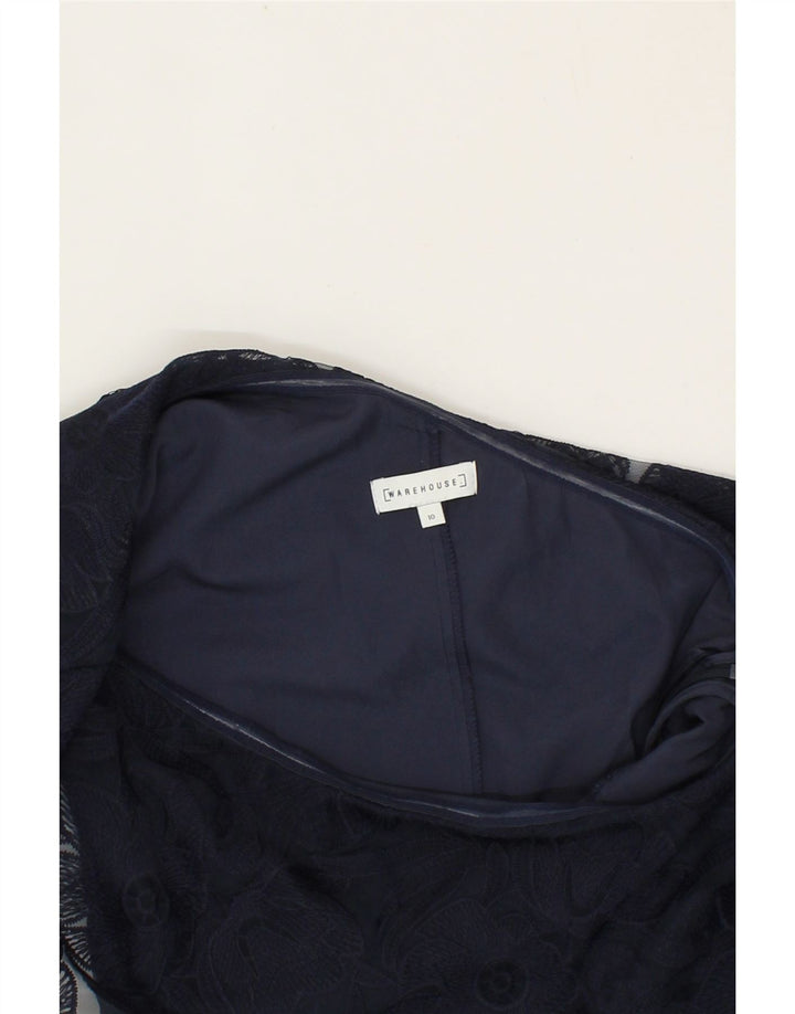 WAREHOUSE Womens One Shoulder Jumpsuit UK 10 Small Navy Blue Floral Vintage Warehouse and Second-Hand Warehouse from Messina Hembry 