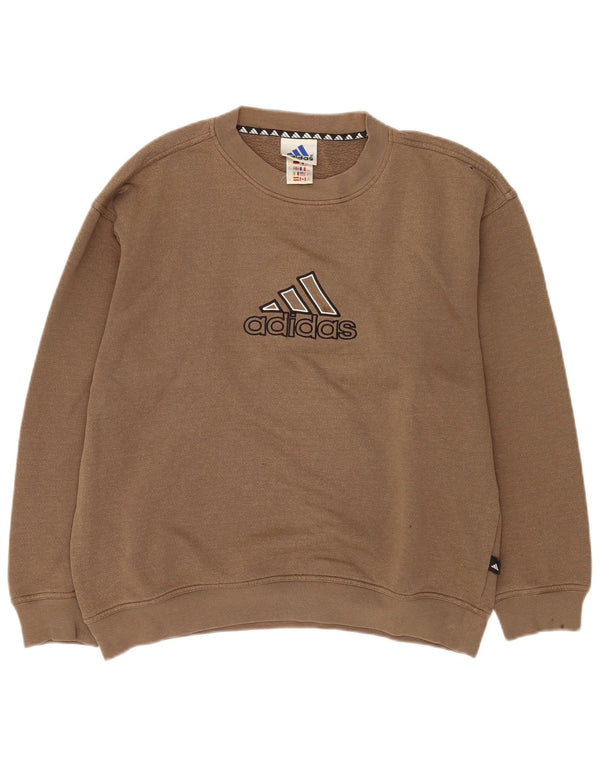 Pulover Adidas pentru bărbați cu grafică, UK 40/42, bumbac maro mediu