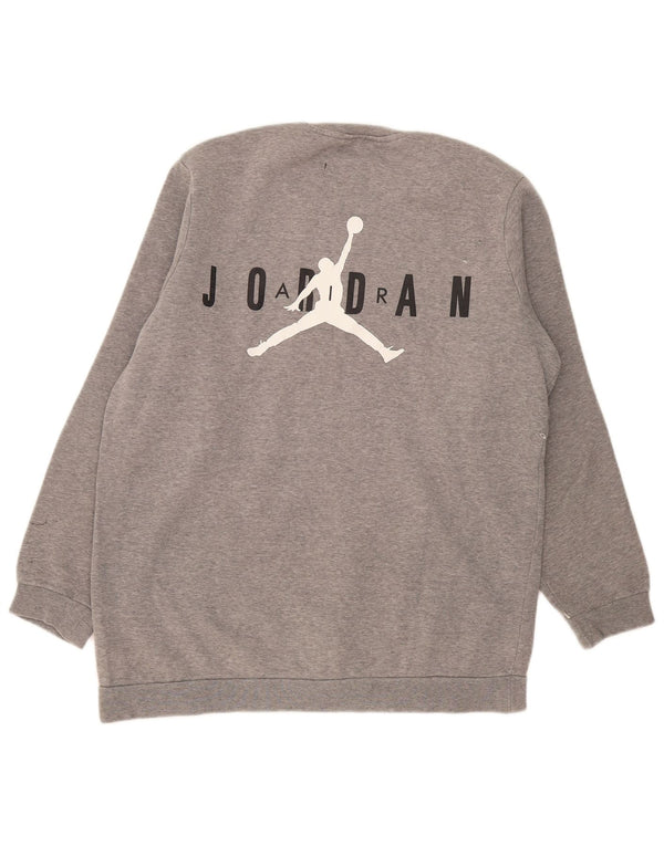 Hanorac grafic pentru bărbați Jordan Pulover mare, gri, bumbac color bloc