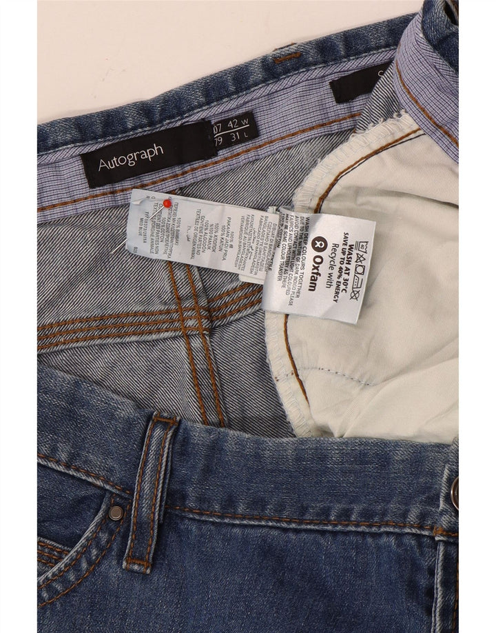 Blugi drepti pentru bărbați Marks & Spencer Autograph W42 L27 Bumbac albastru