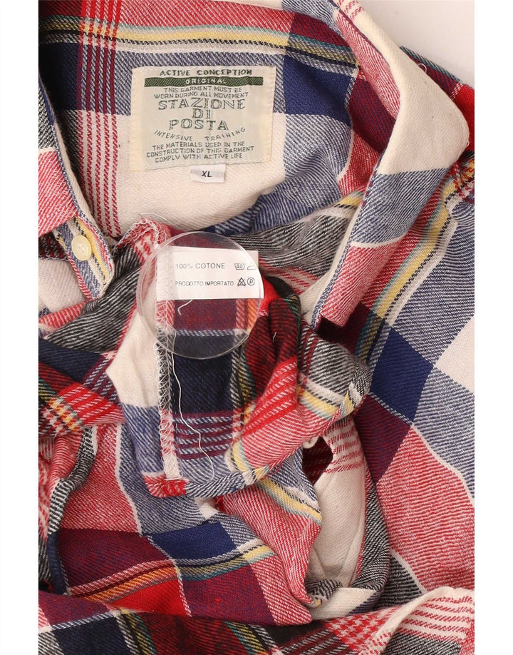 Cămașă Vintage pentru bărbați din flanel XL, bumbac cu carouri multicolore