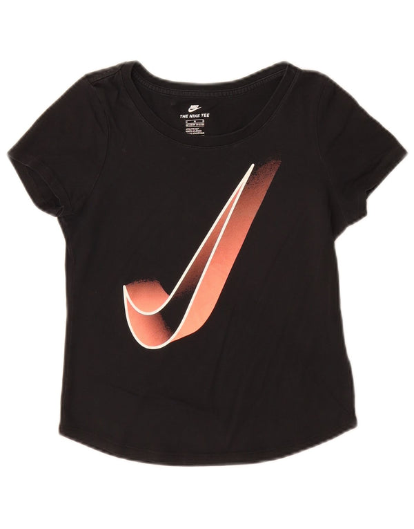 Nike Girls Athletic Cut Graphic T-Shirt Top 10-11 Years Medium Black