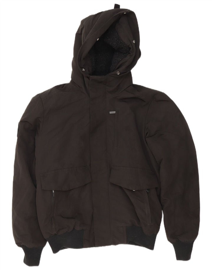 Jachetă bomber cu glugă pentru bărbați SUPERDRY UK 38, nailon mediu negru