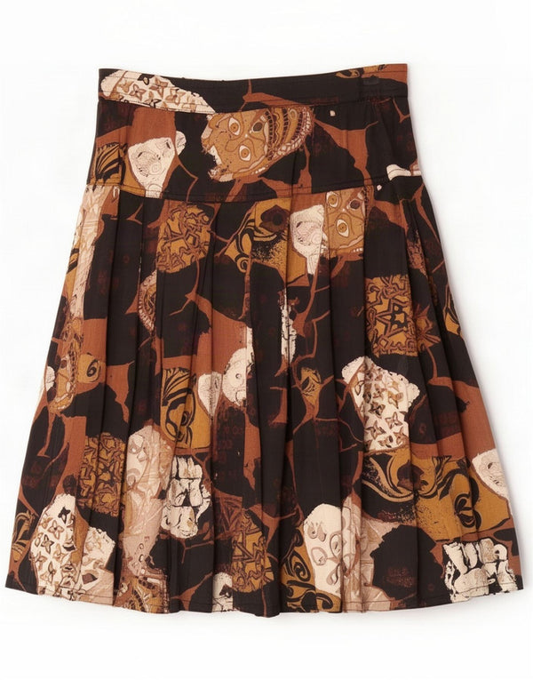 Vintage Fusta midi plisată pentru femei Medium W28 Brown Retro