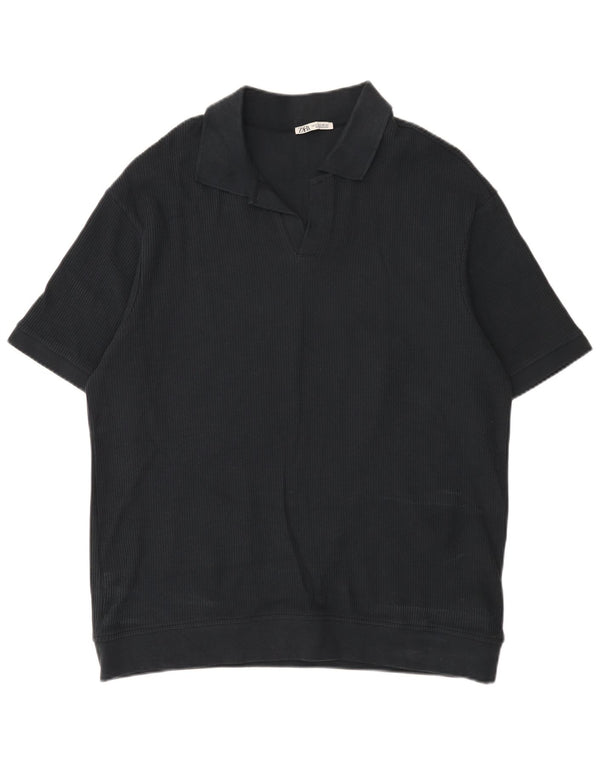 Tricou polo pentru bărbați Zara XL bumbac negru