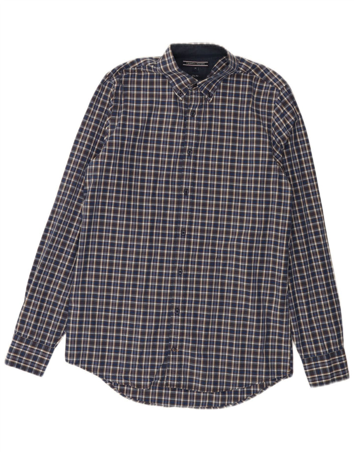 Cămașă pentru bărbați Tommy Hilfiger Slim Fit, carouri albastre medii