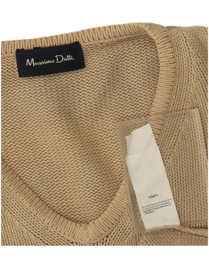 Massimo Dutti Pulover cu decolteu în V pentru bărbați, bumbac mare, bej