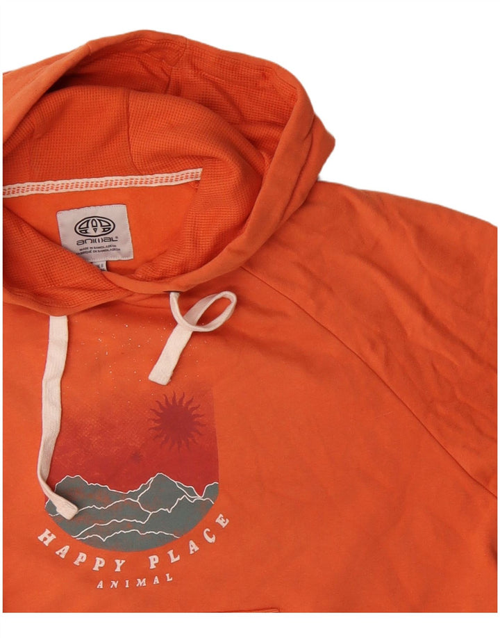 Pulover cu glugă supradimensionat cu grafic pentru femei Animal UK 8 Bumbac portocaliu mic