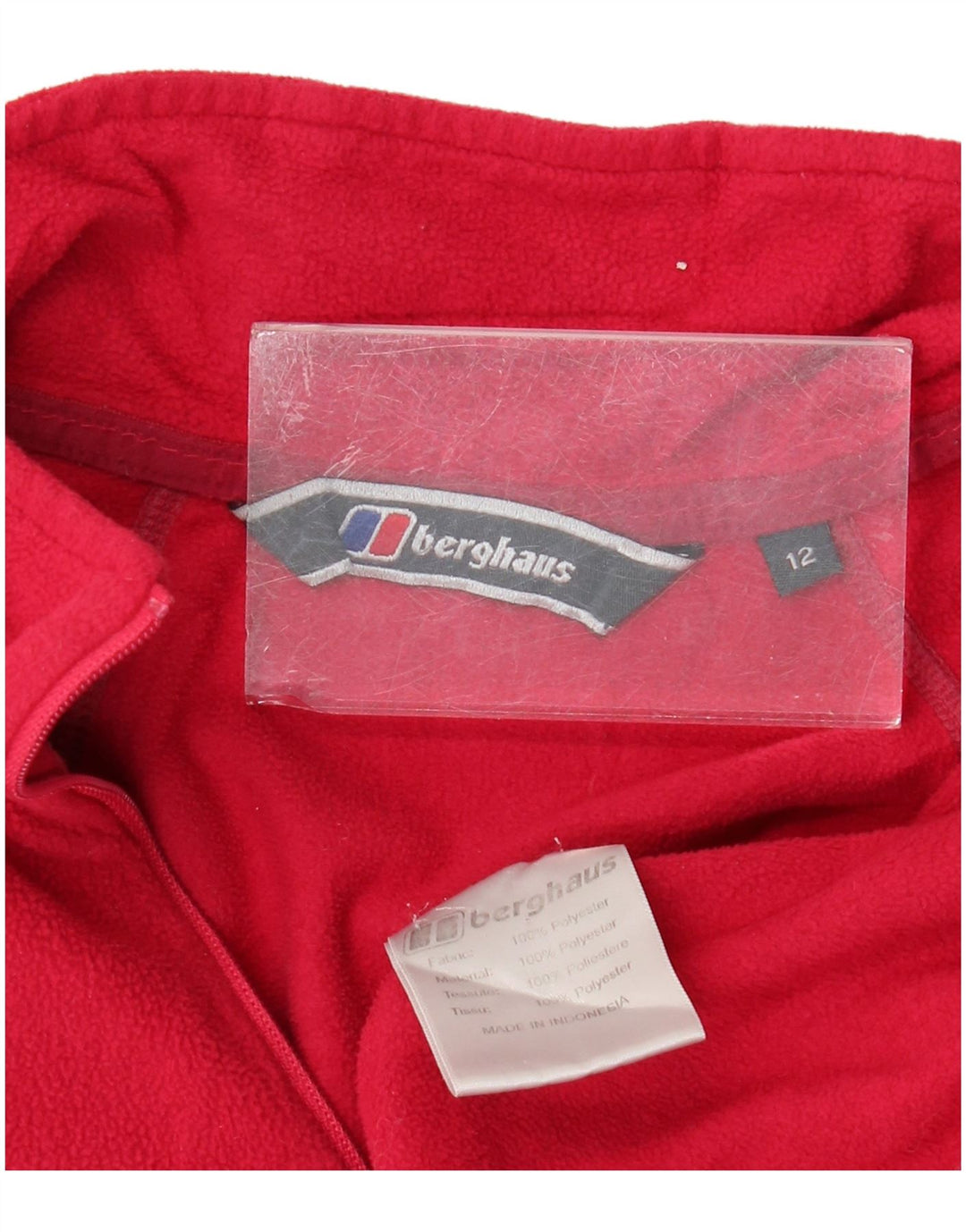 Pulover pentru femei BERGHAUS, cu fermoar și gât, din lână UK 12, poliester roz mediu