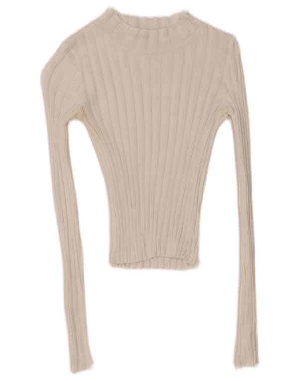 Top Crop Top Trafaluc pentru femei Zara cu mânecă lungă UK 8 Small White