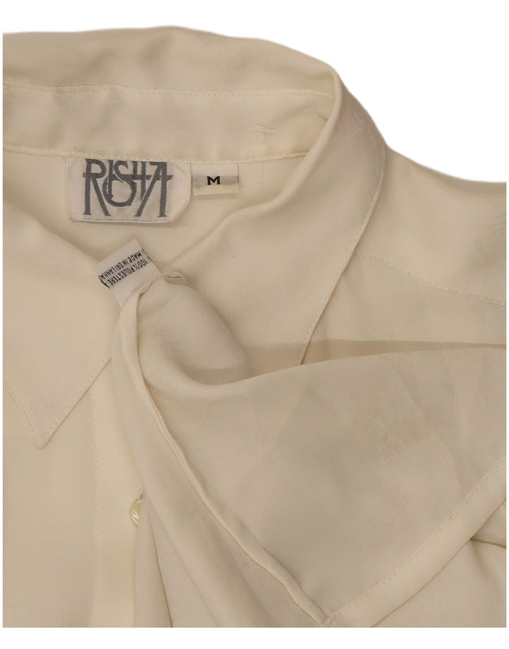 Cămașă vintage pentru femei UK 14 Poliester alb mediu