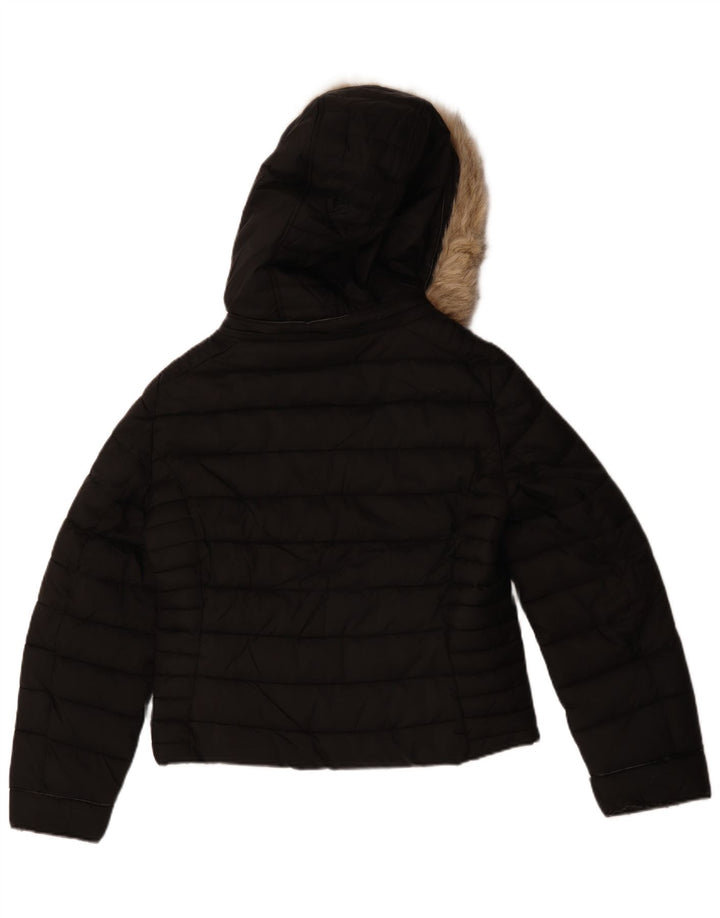 Jachetă căptușită cu glugă pentru femei Zara UK 14 Poliester mediu negru