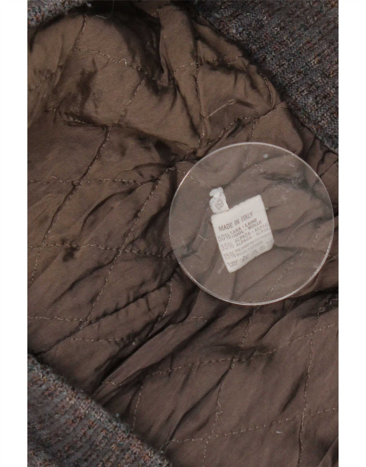 Jachetă Bomber Vintage pentru bărbați din tricot UK 36 Small Gri Argyle/Diamond Wool