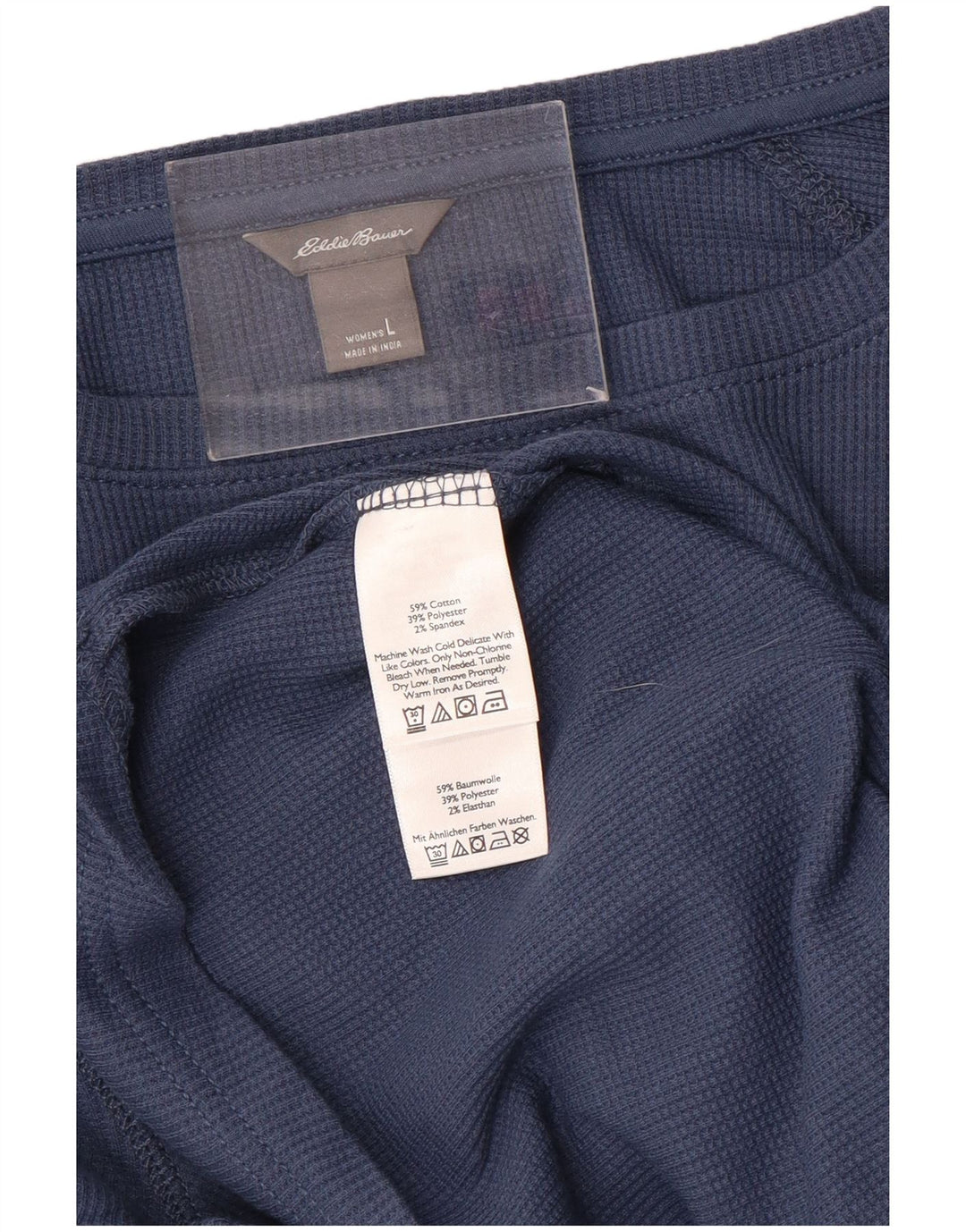 EDDIE BAUER Top pentru femei cu mânecă lungă UK 16 mare, albastru bleumarin, bumbac cu dungi