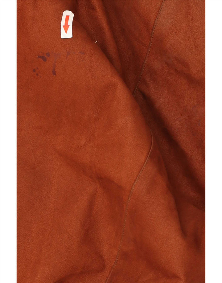 Palton din piele vintage pentru femei UK 20 2XL maro