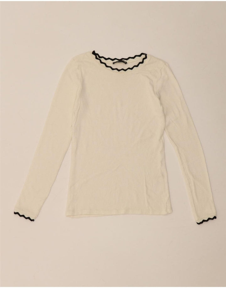 Crop Top pentru femei Zara cu mânecă lungă UK 8 Small White