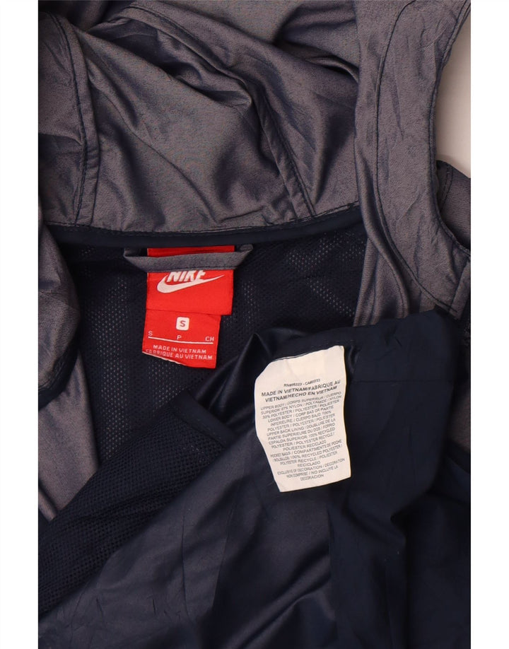 Jachetă de ploaie supradimensionată cu glugă Nike pentru femei UK 10, nailon color bloc, gri mic