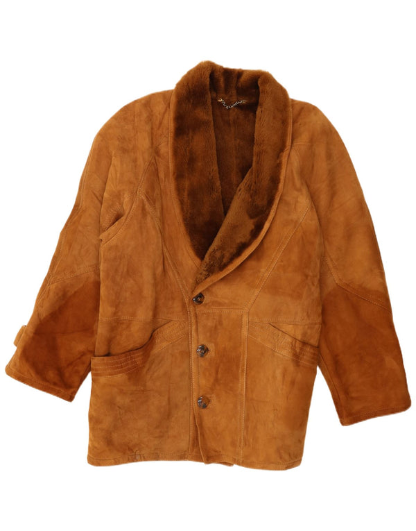 Jachetă vintage pentru bărbați din shearling IT 54 2XL maro