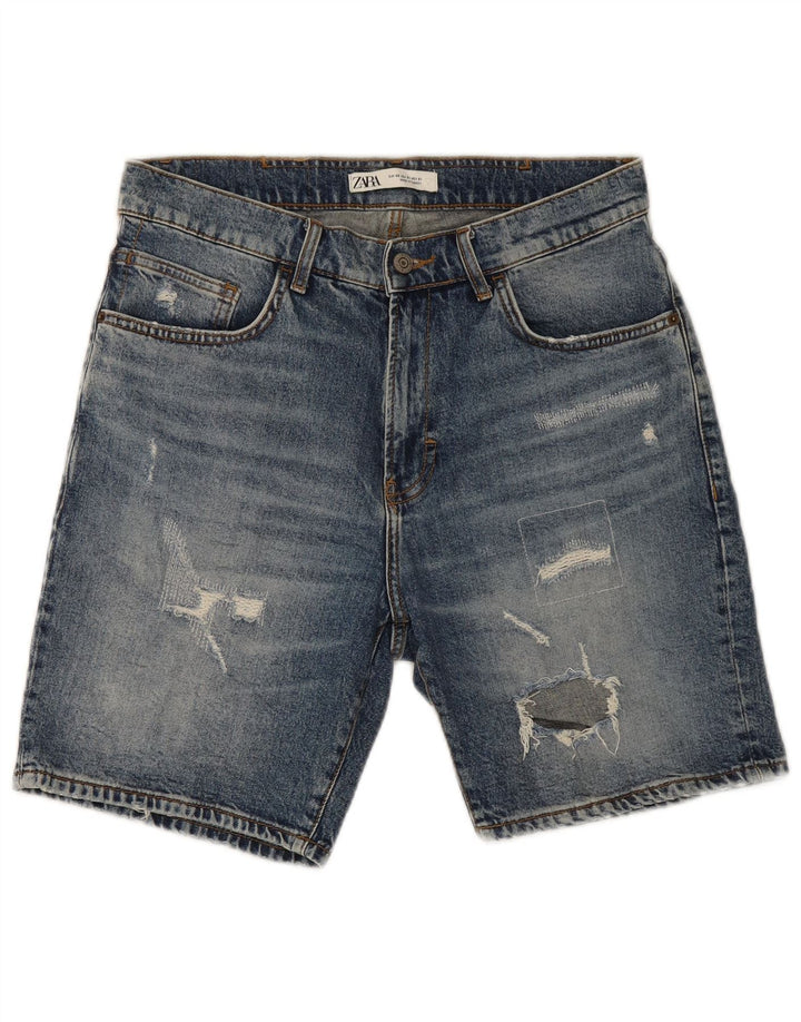 Pantaloni scurți din denim învechit pentru bărbați Zara EU 40 Medium W31 Albastru
