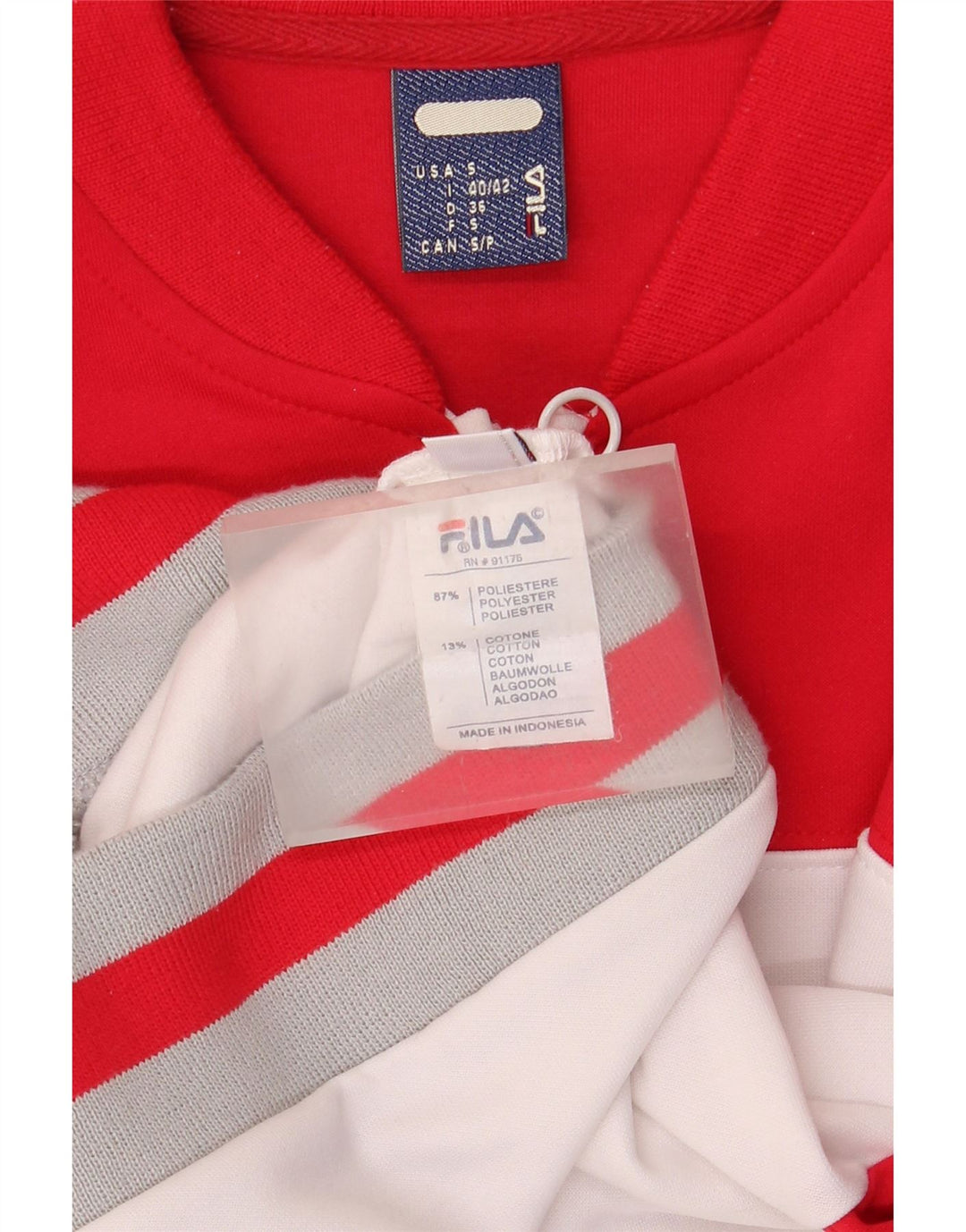 Jachetă de top pentru trening Crop Fila pentru femei UK 10 Small Red Colorblock Poliester