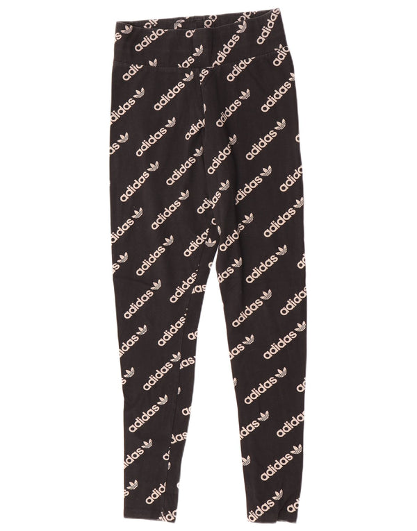 Leggings grafic Adidas pentru femei UK 12, bumbac mediu negru