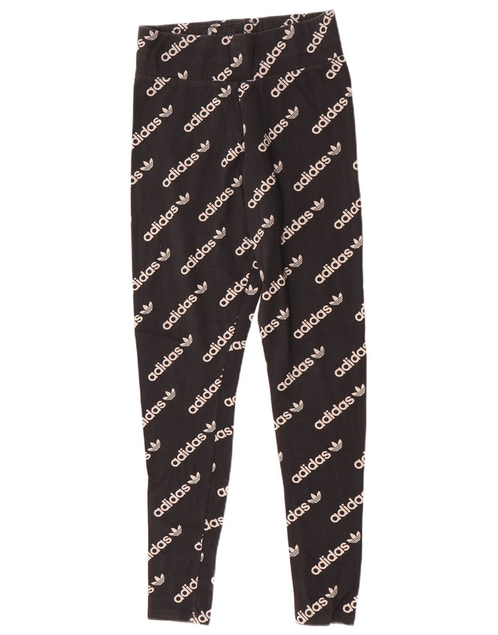 Leggings grafic Adidas pentru femei UK 12, bumbac mediu negru