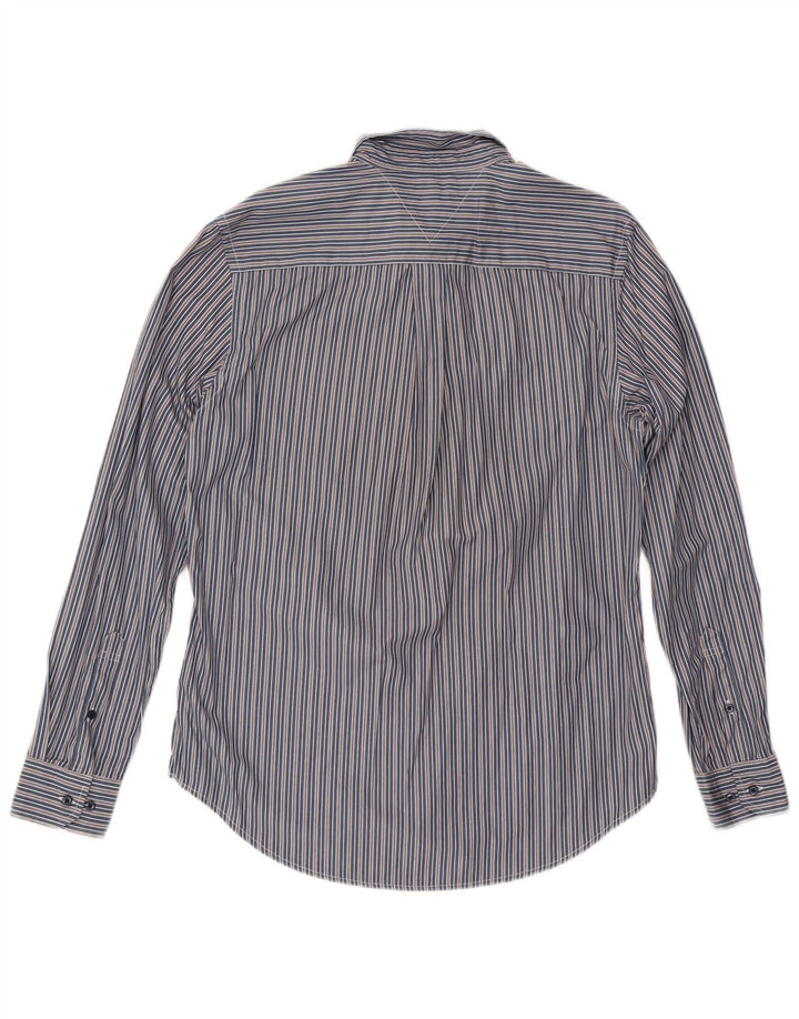 Cămașă personalizată pentru bărbați Tommy Hilfiger, bumbac cu dungi, albastru marin mediu