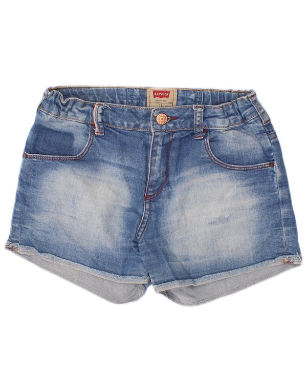 Pantaloni scurți Levi's pentru fete din denim distressed 13-14 ani W26 bumbac albastru