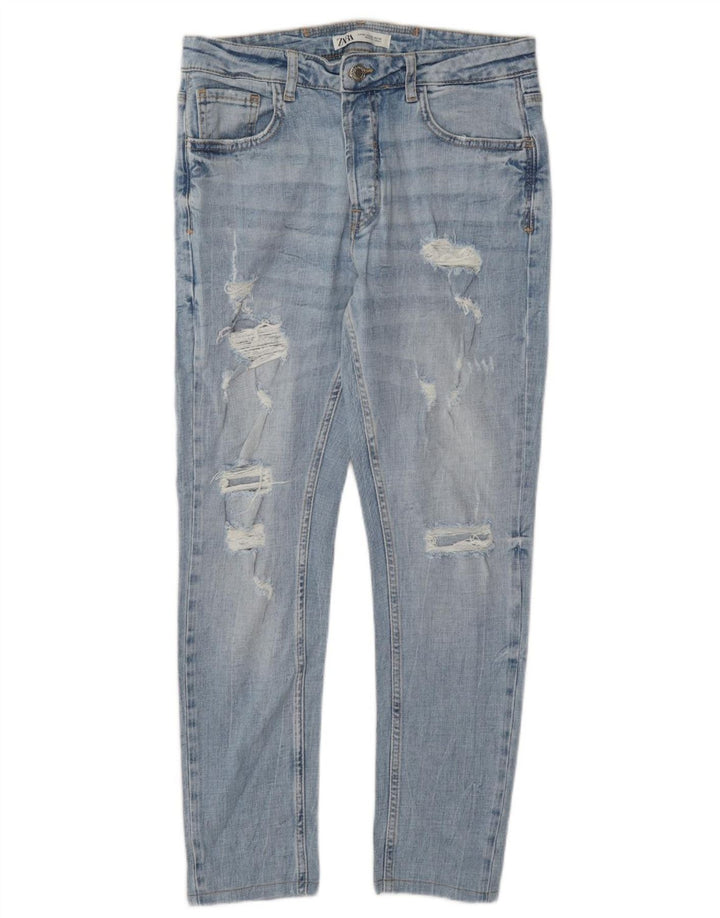Blugi slim pentru bărbați Zara UE 42 Large W32 L28 Albastru