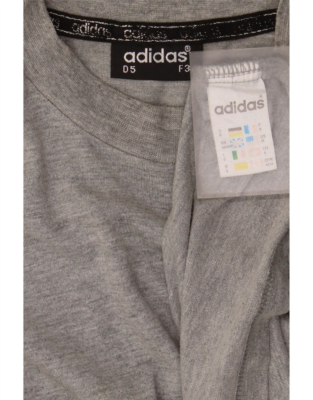 Top cu mânecă lungă pentru bărbați Adidas UK 38/40, bumbac cu pete gri mediu
