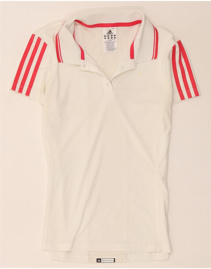 Tricou polo Adidas Climacool pentru femei UK 14 Poliester alb mediu