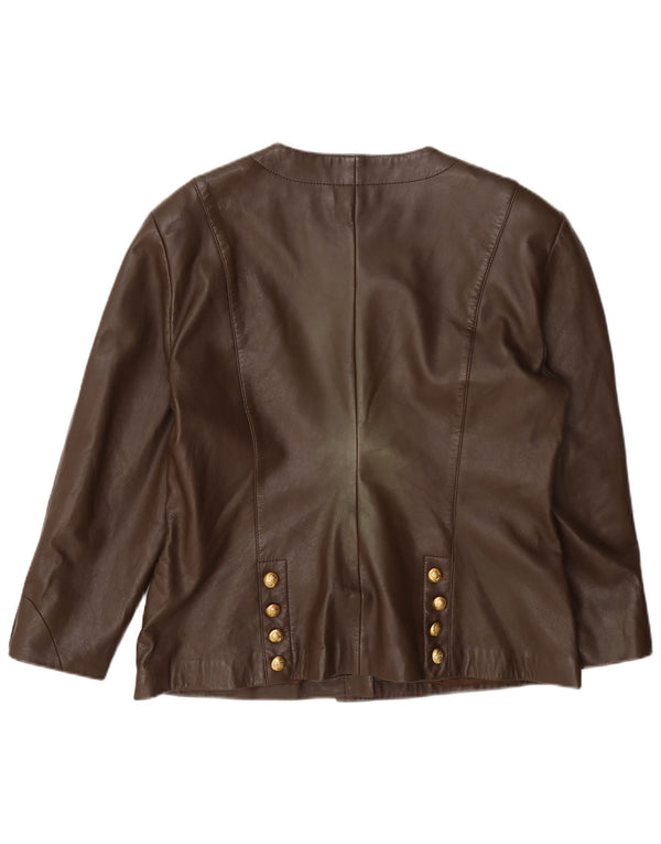 Jachetă Blazer din piele pentru femei Alba Moda UK 14 Maro Mediu