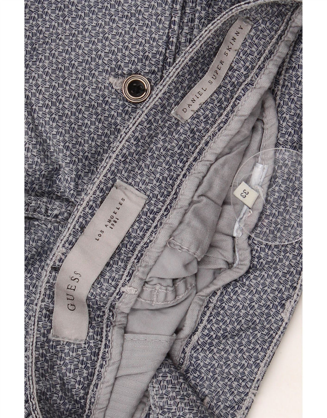 Pantaloni chino skinny Daniel pentru bărbați GUESS L33 L29 albastru geometric